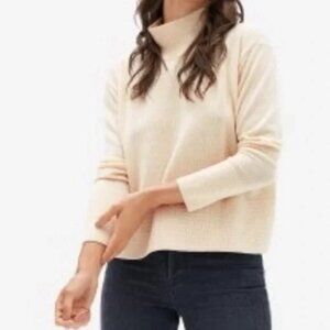 Everlane Womens The Cashmere Square Turtleneck Sweater Long Sleeve Cream XS
